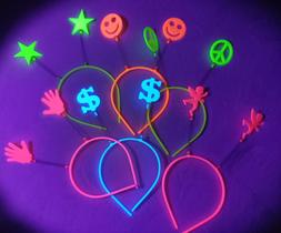Kit 10 tiaras neon para festa balada brilham na luz negra
