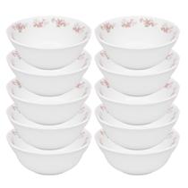 Kit 10 Tigela Cumbuca Média Saladeira Sobremesas Flowers Pink Vidro 750ml 19cm Em Casa Tem