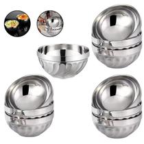 Kit 10 Tigela Ondulada Inox Isolamento Térmico Porções Arroz 14 cm