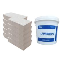 Kit 10 Tijolo Refratário 23x11,4X5cm E Argamassa Refratári