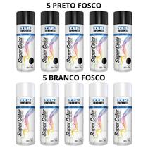 Kit 10 Tinta Spray Cor Preto E Branco Fosco Tekbond 350ML