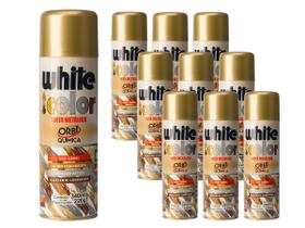 Kit 10 tinta spray dourado white color 340ml uso geral