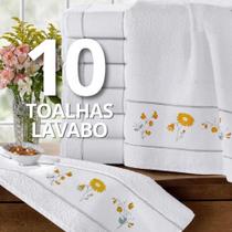 Kit 10 Toalha Lavabo Artesanato Pintura Ponto Russo Valle 30x50cm Felpuda