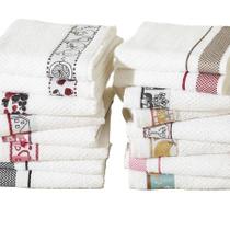 Kit 10 Toalha Pano de Copa Prato Jacquard Atoalhado Felpudo 45x70 cm 100 Algodão
