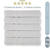 Kit 10 Toalhas para Hoteis Super Grossa Felpuda e Macias 5 Toalhas Banho e 5 Toalhas Rosto 100% Algodão Beka Luxo Branco