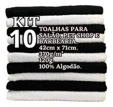 Kit 10 Toalhas Rosto Clássica Para Salã Sortido Preto Branco
