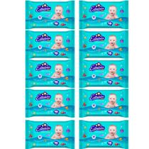 Kit 10 Toalhas Umedecidas Estrelinhas 50 folhas 20x12 cm