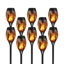 Kit 10 Tochas Solar P ZON Luminária solar de LED com Efeito Chama para Decoração de Jardim