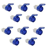 KIT 10 Tomada Acoplamento 3p+t 32a Azul 9h 220/250v OMG 4259
