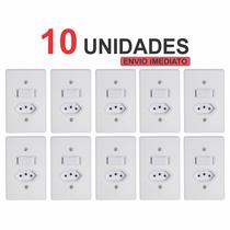 Kit 10 Tomada Com Interruptor Conjugado Linha Gelo (10 Unidades)