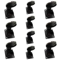 Kit 10 tomada de embutir linha tbsen ind. 2p+t 20a preta com tampa - sibratec Kit 10 tomada de embutir linha tbsen ind. 2p+t 20a preta com tampa - sibratec