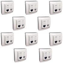 Kit 10 Tomada de Rede RJ45 + Telefone RJ11 Cat5 Pial Legrand