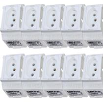 Kit 10 Tomada Para Trilho Din 2p+t 10a 250v Padrão Brasil