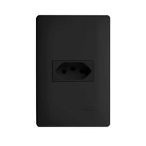 Kit 10 Tomada Preta 2P+T 20A/250V Com Placa Habitat - Fame