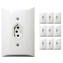 Kit 10 Tomada Simples 2p+t 10A Com Placa Espelho Branco Bivolt Com Inmetro 127V e 250V Kit 10 Tomada Simples 2p+t 10A Com Placa Espelho Branco Bivolt Com Inmetro 127V e 250V