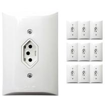 Kit 10 Tomada Simples 2p+t 10A Com Placa Espelho Branco Com Inmetro 127V e 250V Bivolt Kit 10 Tomada Simples 2p+t 10A Com Placa Espelho Branco Com Inmetro 127V e 250V Bivolt