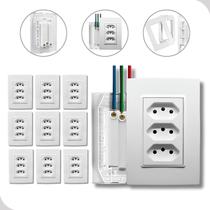 Kit 10 Tomada Tripla 20A Monobloco De Embutir Ilumi Branca Parede Kit 10 Tomada Tripla 20A Monobloco De Embutir Ilumi Branca Parede