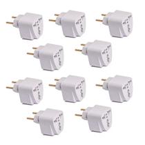 Kit 10 Tomadas Adaptador Universal Múltiplas Entradas 2 Pino Elétricos Compatibilidade P/ Ambientes Externos e Internos