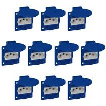 Kit 10 Tomadas de Embutir TBSEN 2P + T 20A Com Tampa Sibratec - Azul/Branco