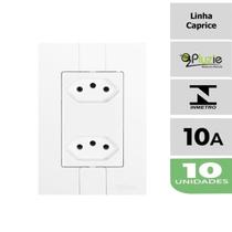 Kit 10 Tomadas Dupla 10A Monobloco Caprice Pluzie 4x2 branca 250V Kit 10 Tomadas Dupla 10A Monobloco Caprice Pluzie 4x2 branca 250V