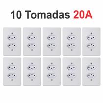 Kit 10 Tomadas Dupla Simples 10A Linha Gelo (10 Unidades)