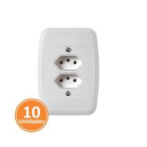 Kit 10 Tomadas Embutir Pezzi Branca com Placa