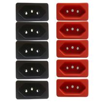 Kit 10 tomadas p/ moveis planejados 2p+t 10a/250v pt e vm