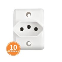 Kit 10 Tomadas Retangular Pezzi Sobrepor Branca