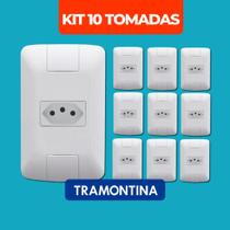 Kit 10 Tomadas Simples 10A 4x2 Completas Tramontina Aria Branco Para Reforma Casa Completa