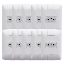 Kit 10 Tomadas Tramontina Aria - 2P+T 10A com Placa + Suporte Branco