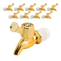 Kit 10 Torneiras para Suqueira Dispenser Plástico Dourada Luxo Filtro com Vedação Kit 10 Torneiras para Suqueira Dispenser Plástico Dourada Luxo Filtro com Vedação