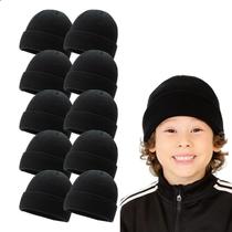 Kit 10 Touca Gorro Infantil Unissex 5 a 12 Anos De Inverno Quentinha Protege Frio Em Poliéster