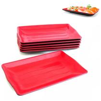 Kit 10 Travessa Bandeja Oriental 21cm Melamina Prato Japones