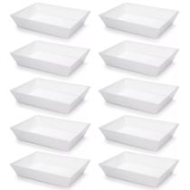 Kit 10 Travessa Retangular 2,2l Branco Servir a Mesa Salada Sobremesa Risoto Petisco Coza