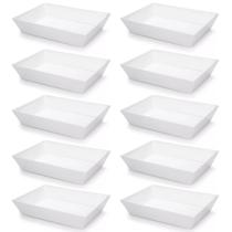 Kit 10 Travessa Retangular 2,2l Branco Servir a Mesa Salada Sobremesa Risoto Petisco Coza