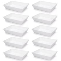 Kit 10 Travessa Retangular 2,2l Branco Servir a Mesa Salada Sobremesa Risoto Petisco Coza Kit 10 Travessa Retangular 2,2l Branco Servir a Mesa Salada Sobremesa Risoto Petisco Coza