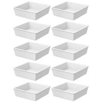 Kit 10 Travessas 230ml Tigelas Retangulares Brancas Coza em Polipropileno para Restaurante