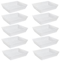 Kit 10 Travessas 4,8l Retangulares Brancas para Servir a Mesa Bandeja Salada Sobremesa Coza