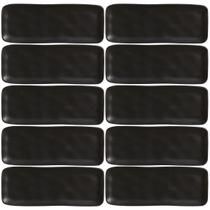 Kit 10 Travessas Cerâmica 33x13cm Preto Restaurante Sushi Or Kit 10 Travessas Cerâmica 33x13cm Preto Restaurante Sushi Or