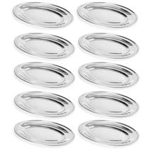 Kit 10 Travessas de Inox 25cm Oval para Servir Petiscos Saladas Porções Buffet Restaurante Kit 10 Travessas de Inox 25cm Oval para Servir Petiscos Saladas Porções Buffet Restaurante