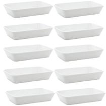 Kit 10 Travessas de Porcelana Lines para Restaurante Buffet Retangular Servir Branca Kit 10 Travessas de Porcelana Lines para Restaurante Buffet Retangular Servir Branca