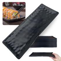 Kit 10 Travessas para Sushi 28,5 Cm Kanpai Retangular com Relevo para Buffet Comida Japonesa em Melamina Bestfer