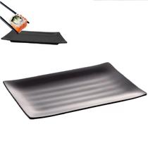 Kit 10 Travessas Prato Oriental Preto Sushi Melamina 30x15cm