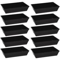 Kit 10 Travessas Retangulares 2,2l Preta Servir a Mesa Salada Sobremesa Risoto Petisco Coza