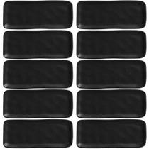 Kit 10 Travessas Sushi 22x9cm Orgânico Preto Cerâmica Porto Brasil Restaurante Buffet