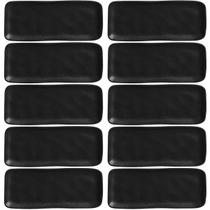 Kit 10 Travessas Sushi 22x9cm Orgânico Preto Cerâmica Porto Kit 10 Travessas Sushi 22x9cm Orgânico Preto Cerâmica Porto
