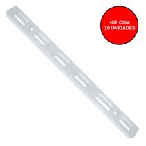 Kit 10 Trilho Cremalheiras para Prateleira Duplo Branco 1 metro