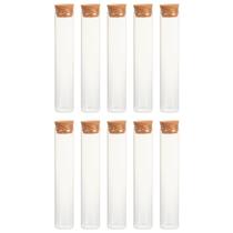 Kit 10 Tubo de Vidro Pote com Rolha 100ml 19x3cm Experimentos Decoração Lembrancinhas Artesanato Festa Especiarias