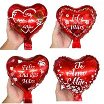 kit 10 UN. Balão Metalizado Feliz Dia Das Mães Coração Vermelho 20cm Decoração dia Das Mães Balão para Cestas kit 10 UN. Balão Metalizado Feliz Dia Das Mães Coração Vermelho 20cm Decoração dia Das Mães Balão para Cestas