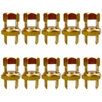 Kit 10 un. Conector Fendido Latão Para Cabos 10mm Parafuso Split Bolt